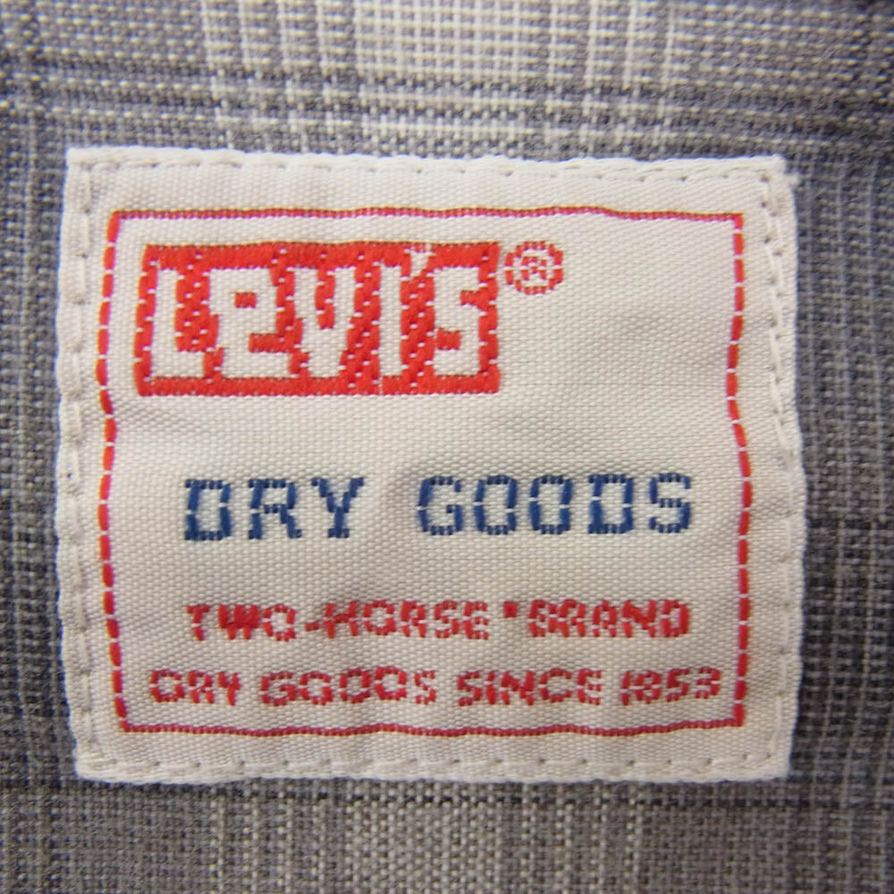 Levi's リーバイス 58684 90s DRY GOODS ドライグッズ オンブレ チェック オープンカラー 開襟 長袖 シャツ ブラック系 L【中古】