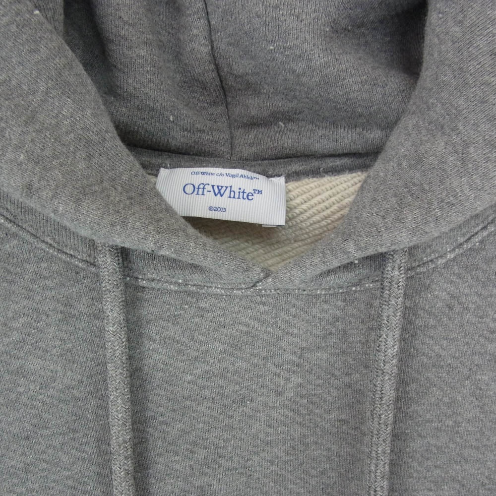 OFF-WHITE オフホワイト 24SS OMBB085S24FLE014 23 Varsity Skate Hoodie ナンバリングロゴ アームプリント オーバーサイズ ヘビー スウェット プルオーバーパーカー フーディー グレー系 XL【中古】