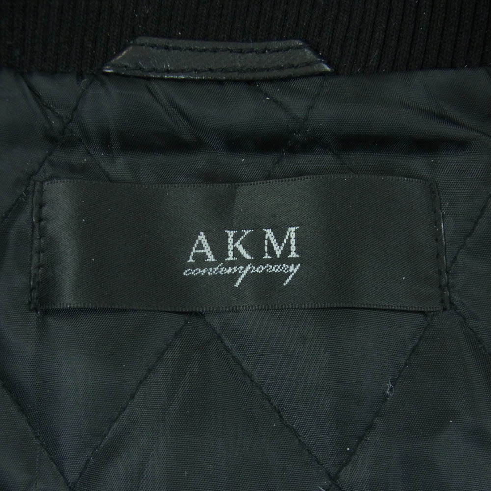 AKM エイケイエム コンテンポラリー キルティング フーデット ラムレザー ブルゾン ジャケット ブラック系 M【中古】