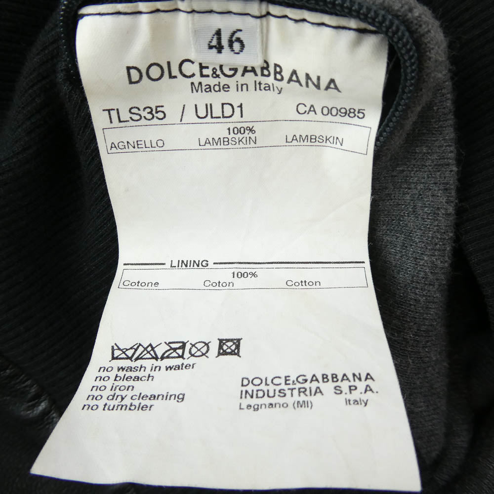 DOLCE&GABBANA ドルチェアンドガッバーナ レザー フード ジップアップ ジャケット ブラック系 46【中古】