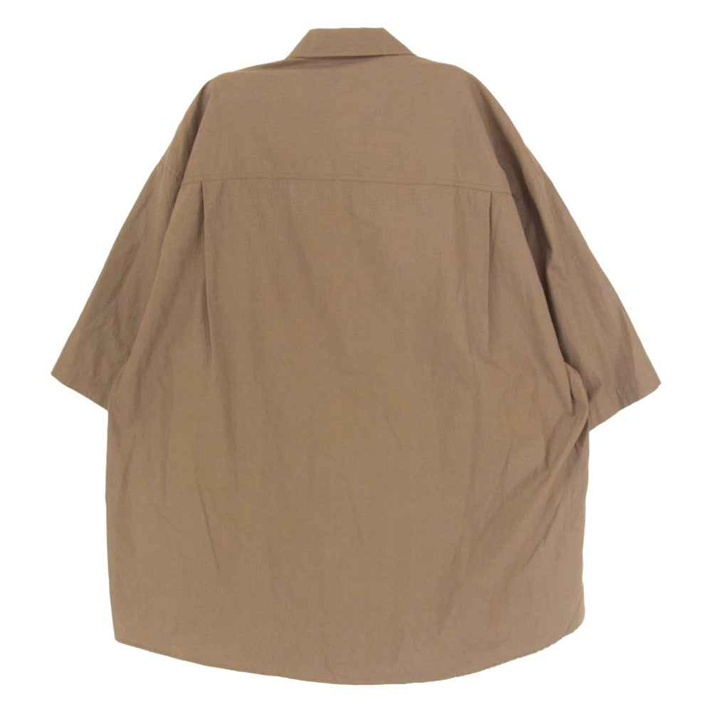 AURALEE オーラリー 19SS A9SS02TN WASHED FINX TWILL HALF SLEEVED BIG SHIRTS ウォッシュドフィンクス ツイル ハーフスリーブ オーバーサイズ 半袖 ボタン シャツ ブラウン系 4【中古】