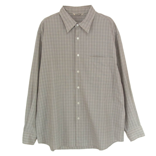 AURALEE オーラリー 20SS A20SS01LC SUPER LIGHT WOOL CHECK SHIRTS スーパー ライト ウール チェック 長袖 シャツ グレー系 4【中古】