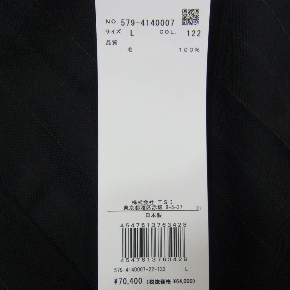 MARGARET HOWELL マーガレットハウエル 579-4140007 WIDE STRIPE FINE WOOL ワイド ストライプ ファイン ウール トラウザーズ ブラック系 L【美品】【中古】