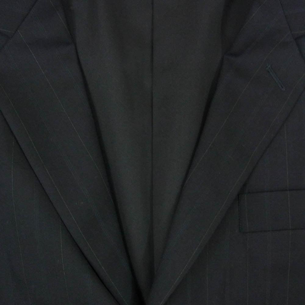 MARGARET HOWELL マーガレットハウエル 579-4120007 WIDE STRIPE FINE WOOL ワイド ストライプ ファイン ウール テーラードジャケット ブラック系 L【極上美品】【中古】