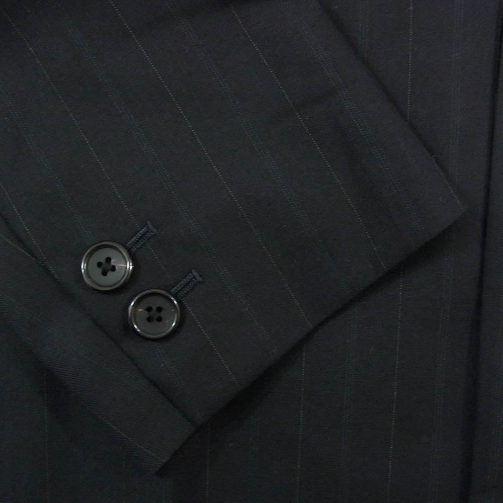 MARGARET HOWELL マーガレットハウエル 579-4120007 WIDE STRIPE FINE WOOL ワイド ストライプ ファイン ウール テーラードジャケット ブラック系 L【極上美品】【中古】