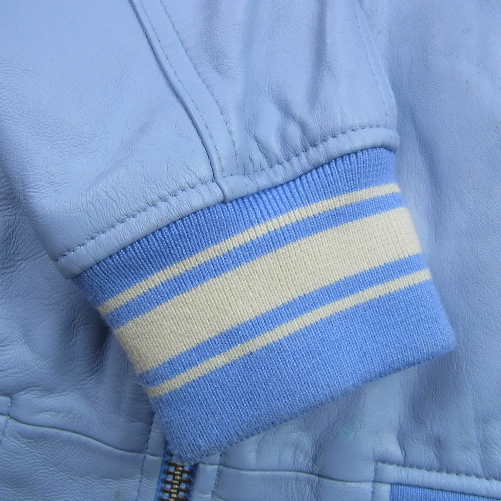 AVIREX アヴィレックス 783-495001 LIGHT SIGNATURE VARSITY JACKET ライト シグネチャー バーシティー レザー ジャケット ライトブルー系 M【中古】