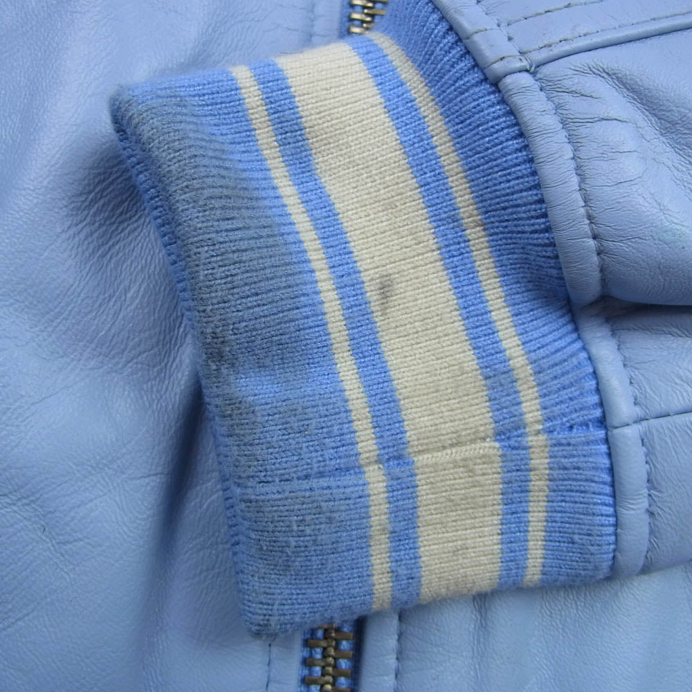 AVIREX アヴィレックス 783-495001 LIGHT SIGNATURE VARSITY JACKET ライト シグネチャー バーシティー レザー ジャケット ライトブルー系 M【中古】