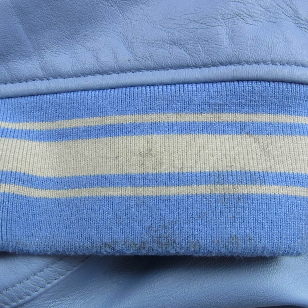 AVIREX アヴィレックス 783-495001 LIGHT SIGNATURE VARSITY JACKET ライト シグネチャー バーシティー レザー ジャケット ライトブルー系 M【中古】