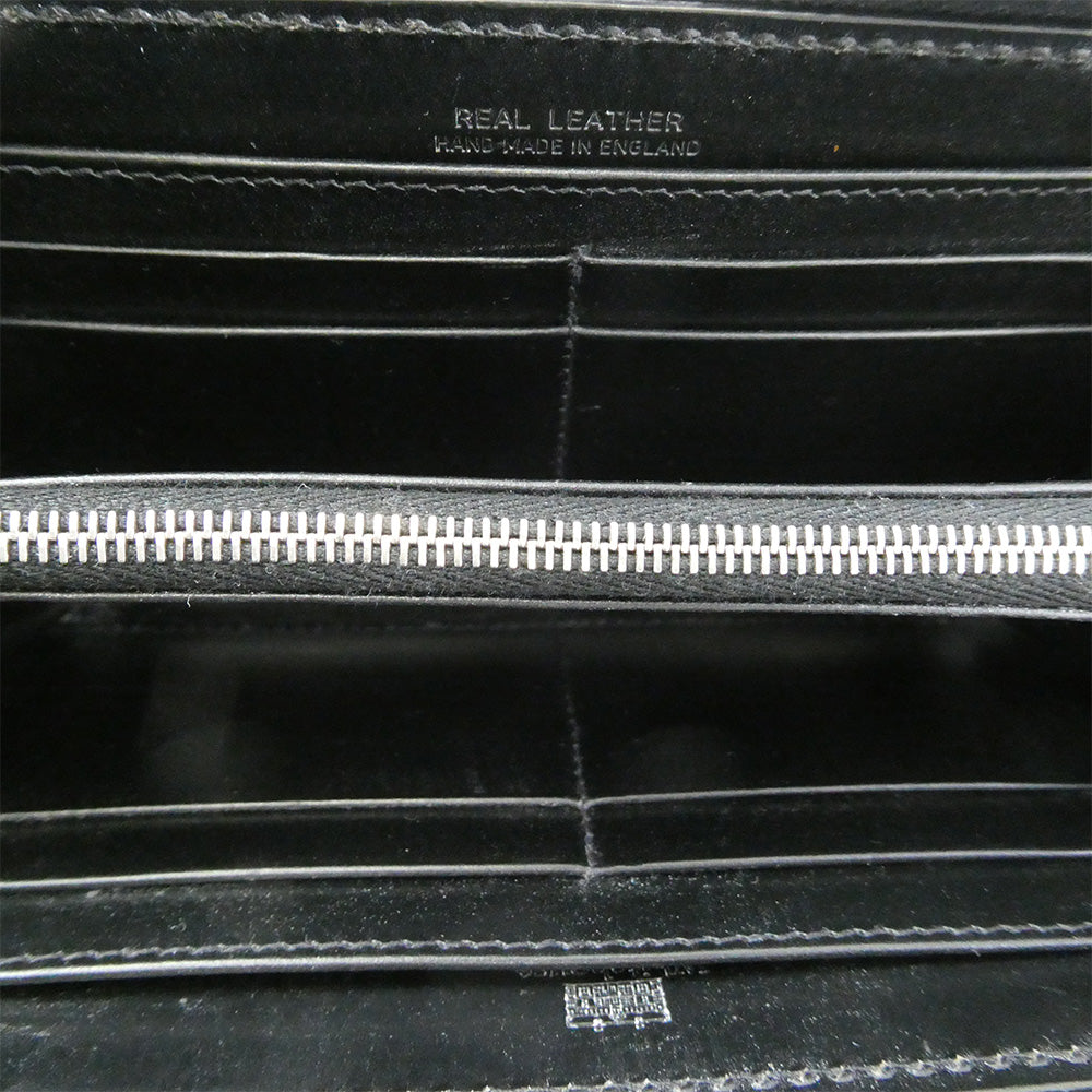 WHITE HOUSE COX ホワイトハウスコックス レザー ラウンドファスナー 長財布 ブラック系【中古】