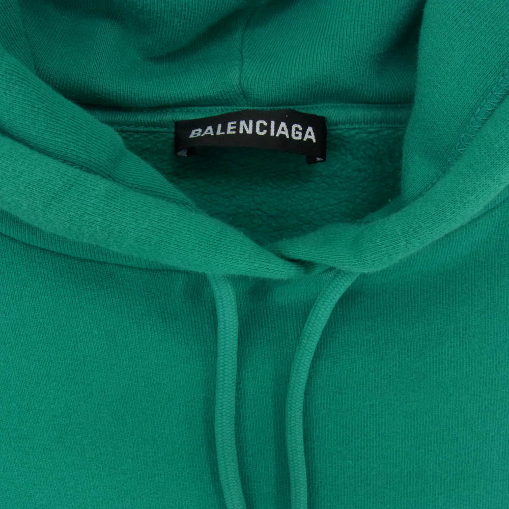BALENCIAGA バレンシアガ 19AW 570811 TGV68 Paris Flag Pullover Hoodie ロゴプリント パリフラッグ プルオーバー パーカー フーディー グリーン系 L【中古】