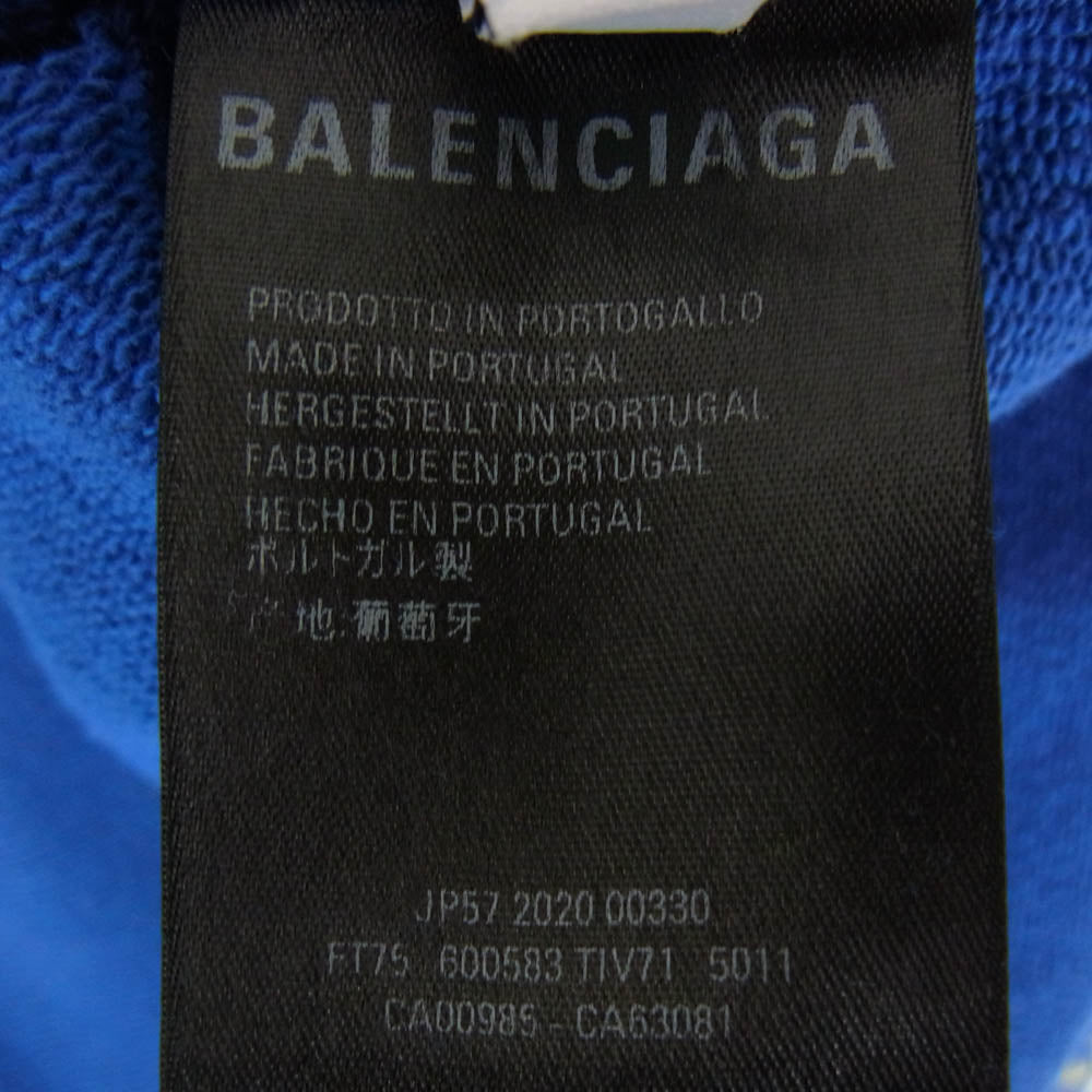 BALENCIAGA バレンシアガ 20SS 600583 TIV71 LOGO HOODIE 総柄 ロゴプリント プルオーバー パーカー フーディー ブルー系 L【中古】