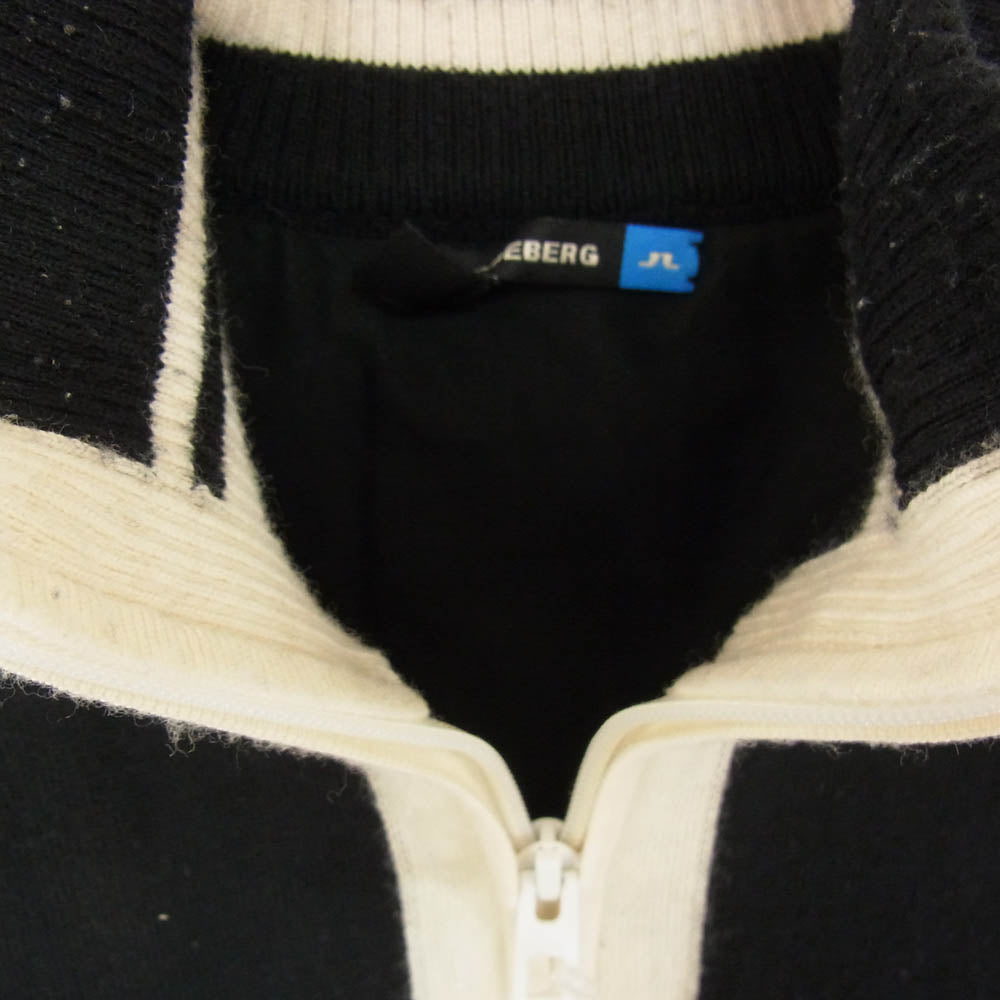 J.LINDEBERG ジェイリンドバーグ ロゴ刺繍 ハーフジップ ニット プルオーバー ジャケット ブラック系 M【中古】