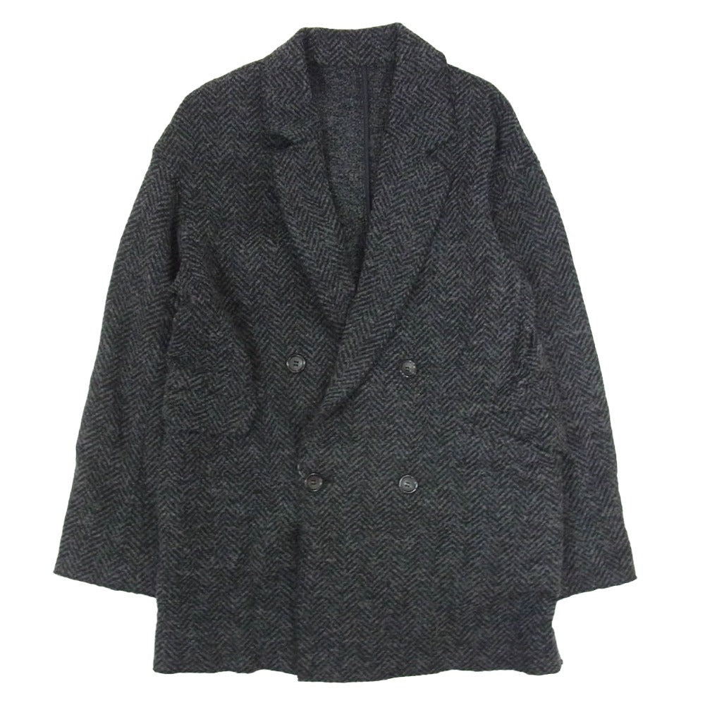 MACPHEE マカフィー ヘリンボーン柄 ダブルブレスト ジャケット ブラック系 36【中古】
