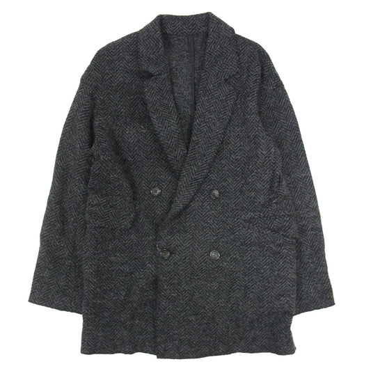 MACPHEE マカフィー ヘリンボーン柄 ダブルブレスト ジャケット ブラック系 36【中古】