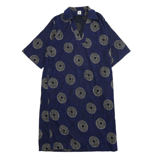 ロク 8626-241-0338-7530 BATIK RRINT PILE DRESS バティック柄プリント ワンピース ブルー系 38【極上美品】【中古】