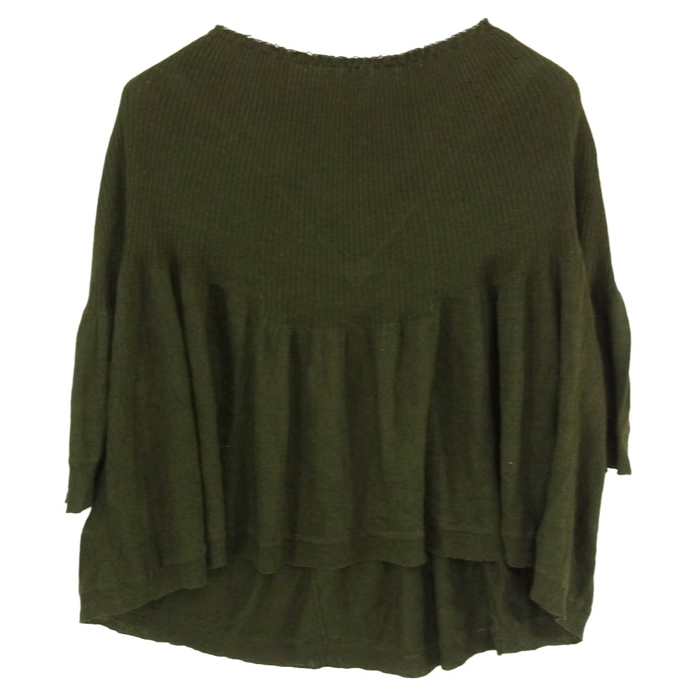 mina perhonen ミナペルホネン Ls8643 ombrage オンブラージュ リブフレアブラウス セーター グリーン系 1【中古】