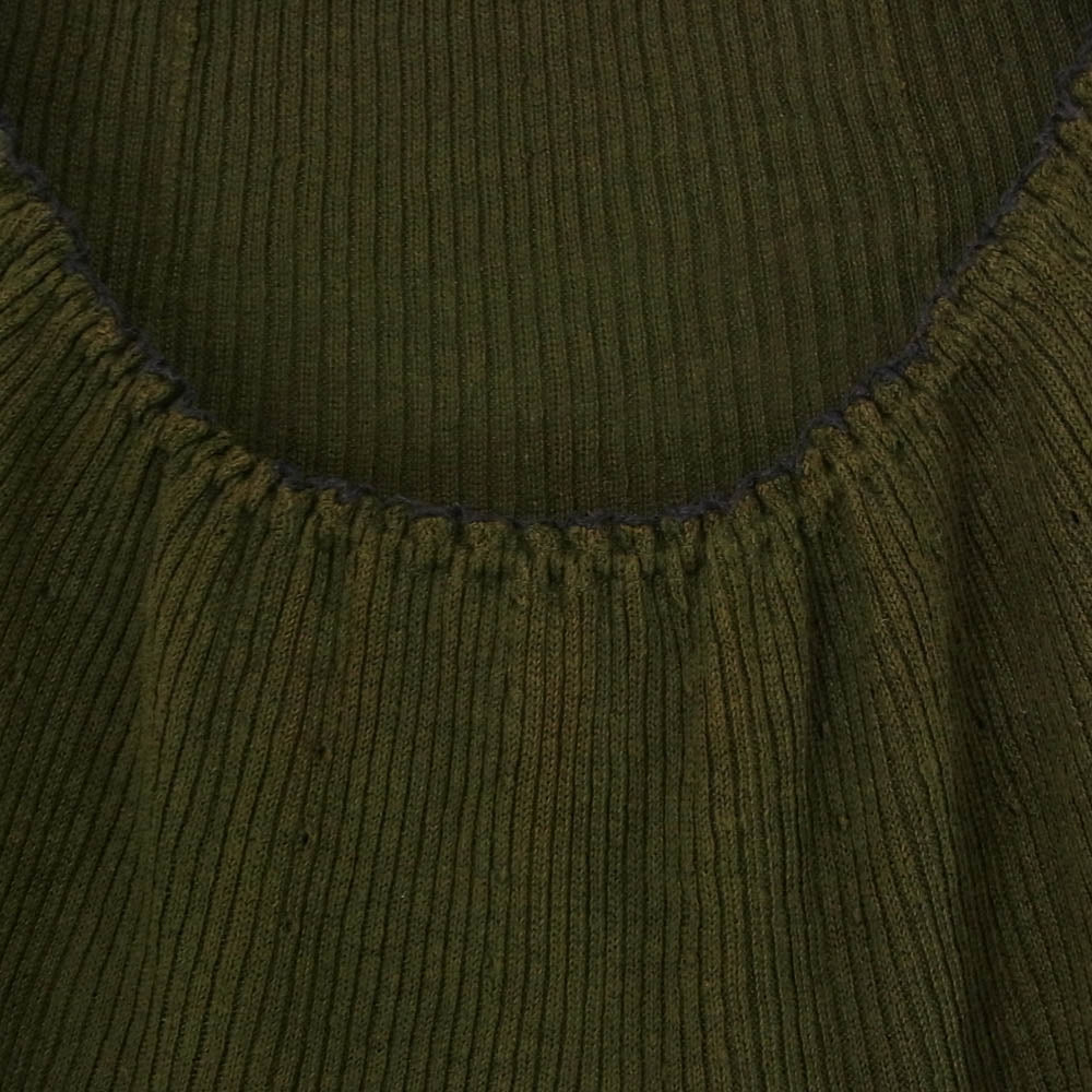 mina perhonen ミナペルホネン Ls8643 ombrage オンブラージュ リブフレアブラウス セーター グリーン系 1【中古】