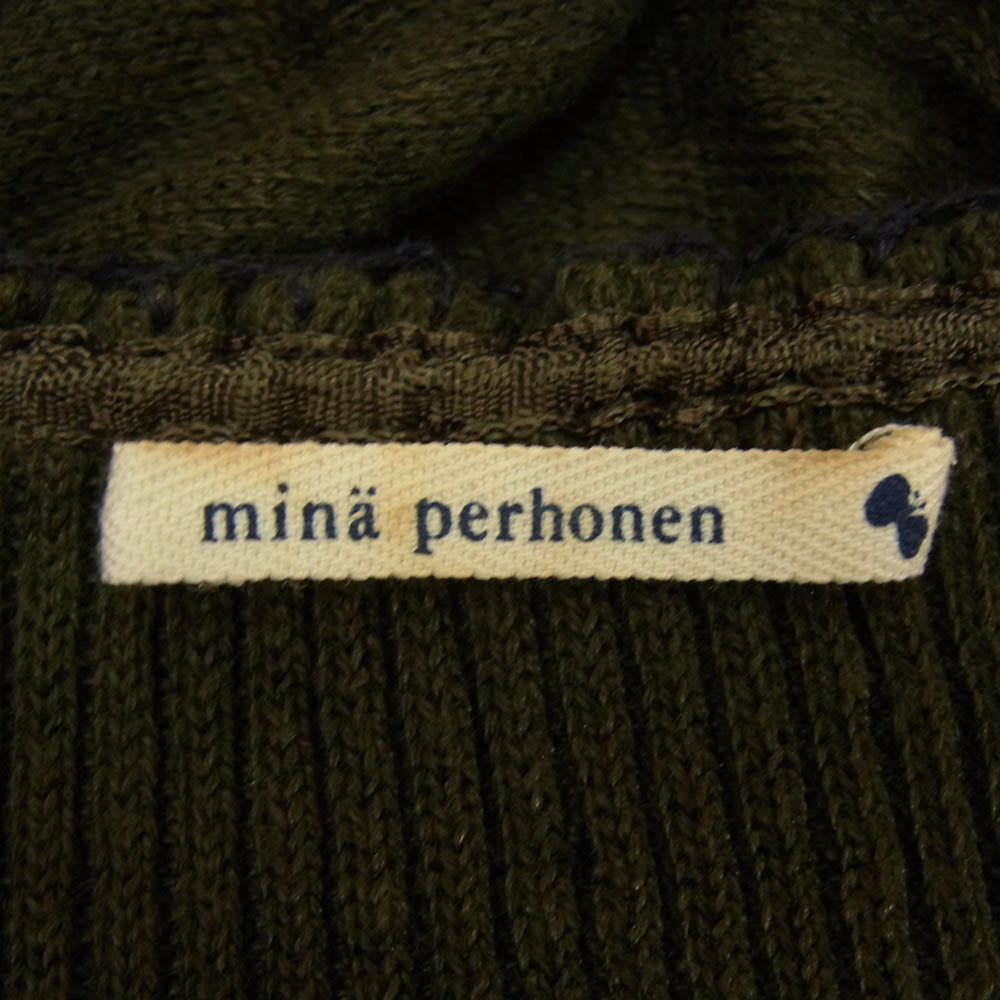 mina perhonen ミナペルホネン Ls8643 ombrage オンブラージュ リブフレアブラウス セーター グリーン系 1【中古】