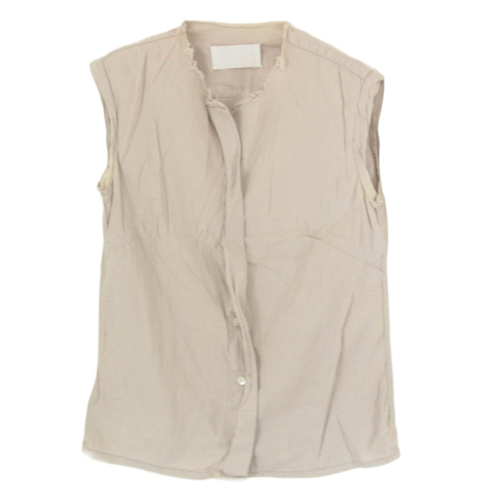MAISON MARTIN MARGIELA メゾンマルタンマルジェラ 03SS 631C21003031 白タグ ここのえタグ 本人期 カットオフ ノーカラー ノースリーブシャツ ベージュ系 36【中古】