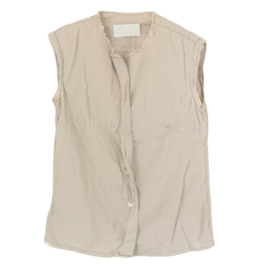 MAISON MARTIN MARGIELA メゾンマルタンマルジェラ 03SS 631C21003031 白タグ ここのえタグ 本人期 カットオフ ノーカラー ノースリーブシャツ ベージュ系 36【中古】