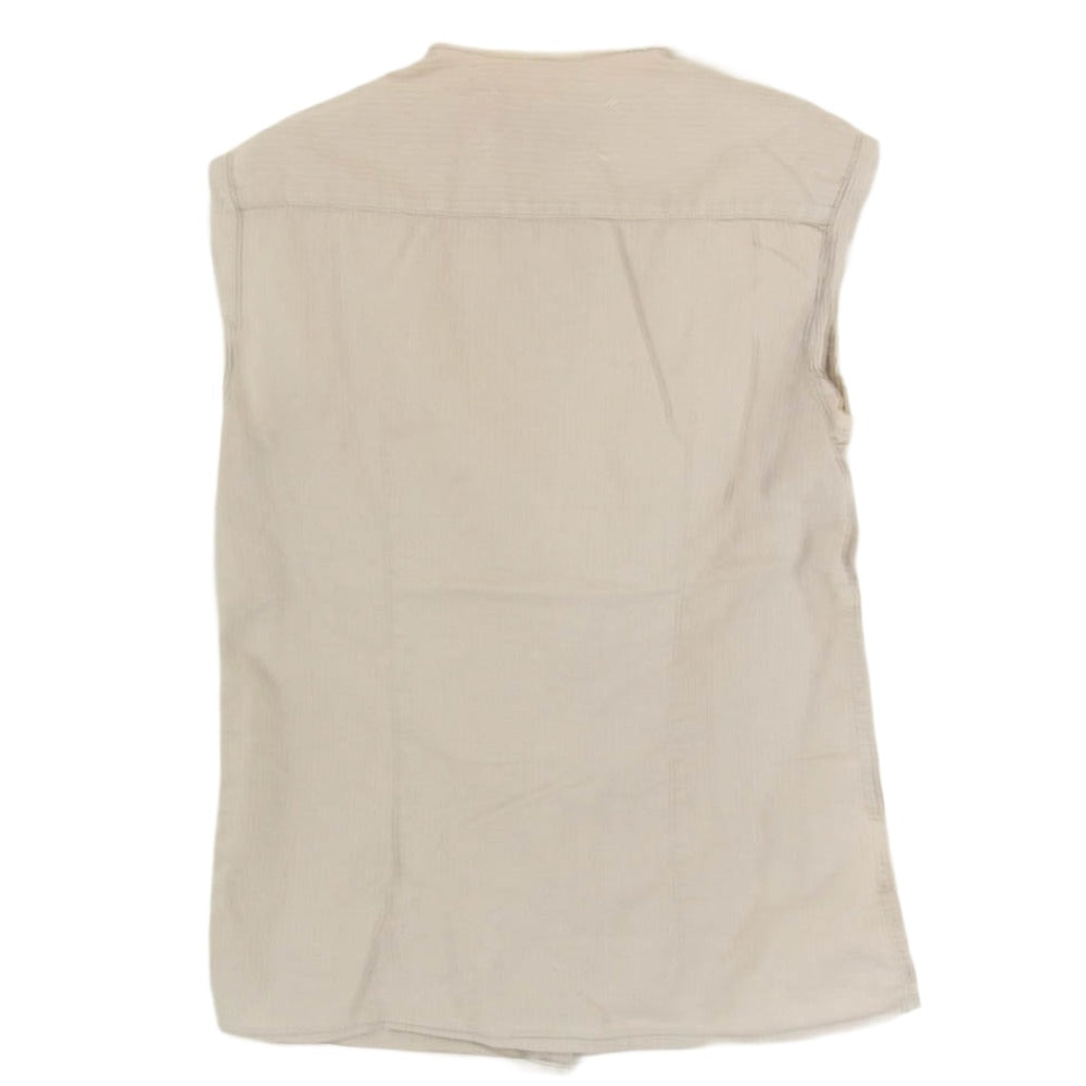 MAISON MARTIN MARGIELA メゾンマルタンマルジェラ 03SS 631C21003031 白タグ ここのえタグ 本人期 カットオフ ノーカラー ノースリーブシャツ ベージュ系 36【中古】