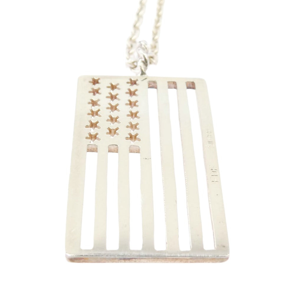 イーディーエフ PD-035 American Flag アメリカンフラッグ ペンダント 星条旗 ネックレス シルバー系【中古】