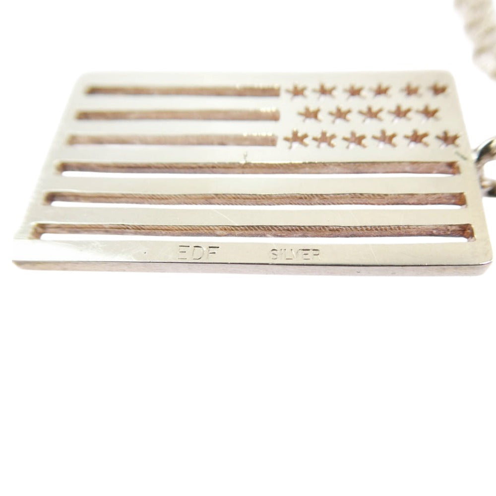 イーディーエフ PD-035 American Flag アメリカンフラッグ ペンダント 星条旗 ネックレス シルバー系【中古】