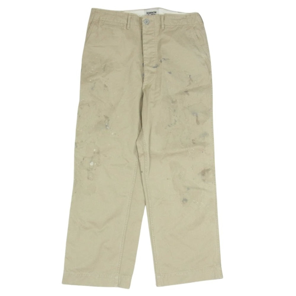 BOWWOW バウワウ m41 chino trousers ヴィンテージ加工 ミリタリー メタルボタン チノ トラウザー パンツ ベージュ系 XL【美品】【中古】