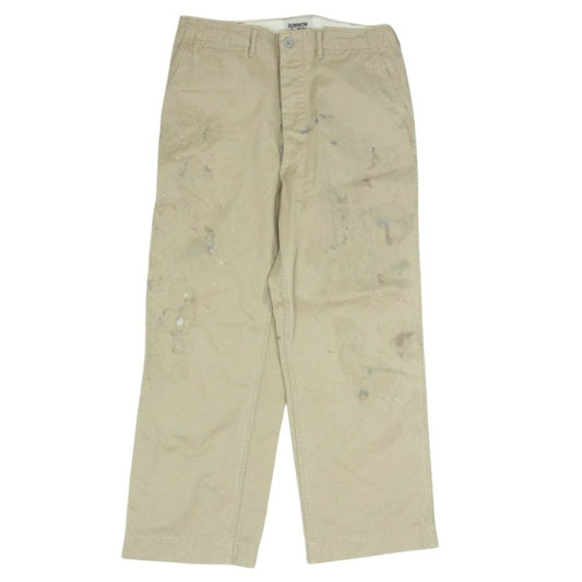 BOWWOW バウワウ m41 chino trousers ヴィンテージ加工 ミリタリー メタルボタン チノ トラウザー パンツ ベージュ系 XL【美品】【中古】