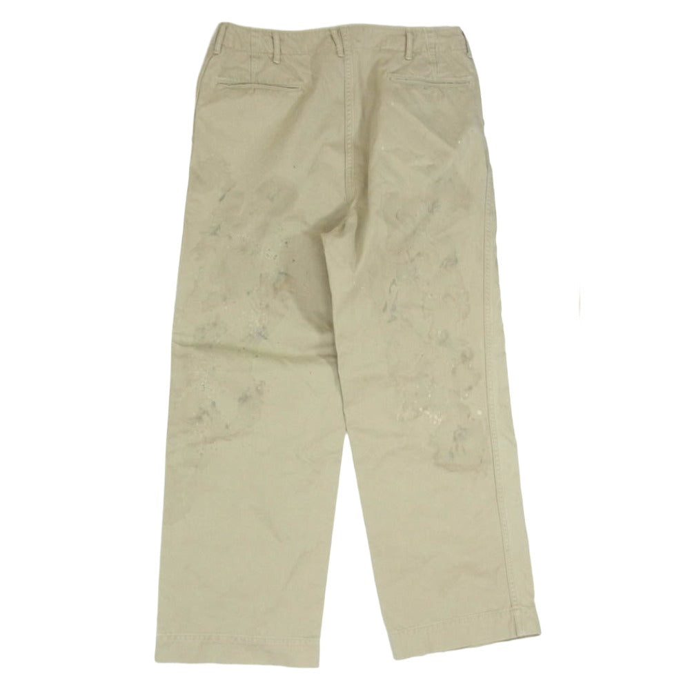 BOWWOW バウワウ m41 chino trousers ヴィンテージ加工 ミリタリー メタルボタン チノ トラウザー パンツ ベージュ系 XL【美品】【中古】