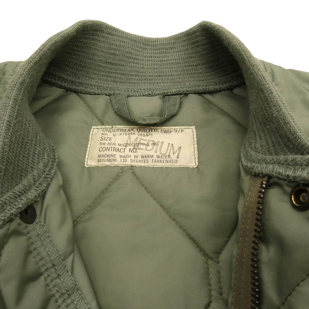 The REAL McCOY'S ザリアルマッコイズ MJ21116 UNDERWEAR QUILTED CWU 9/P ライナー キルト ジャケット カーキ系 M【中古】