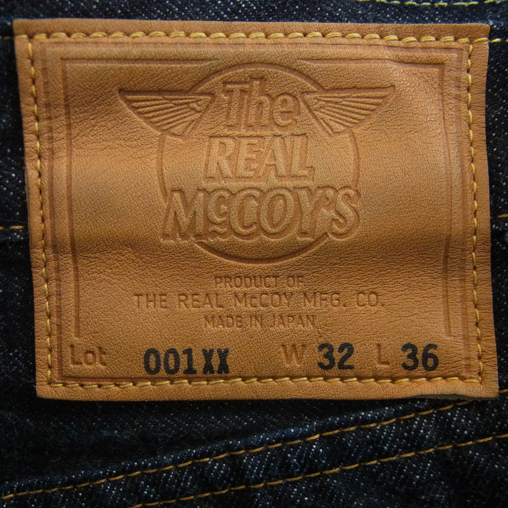 The REAL McCOY'S ザリアルマッコイズ MP17051 Lot. 001XX ホースハイド革パッチ デニム パンツ インディゴブルー系 W32 L36【美品】【中古】