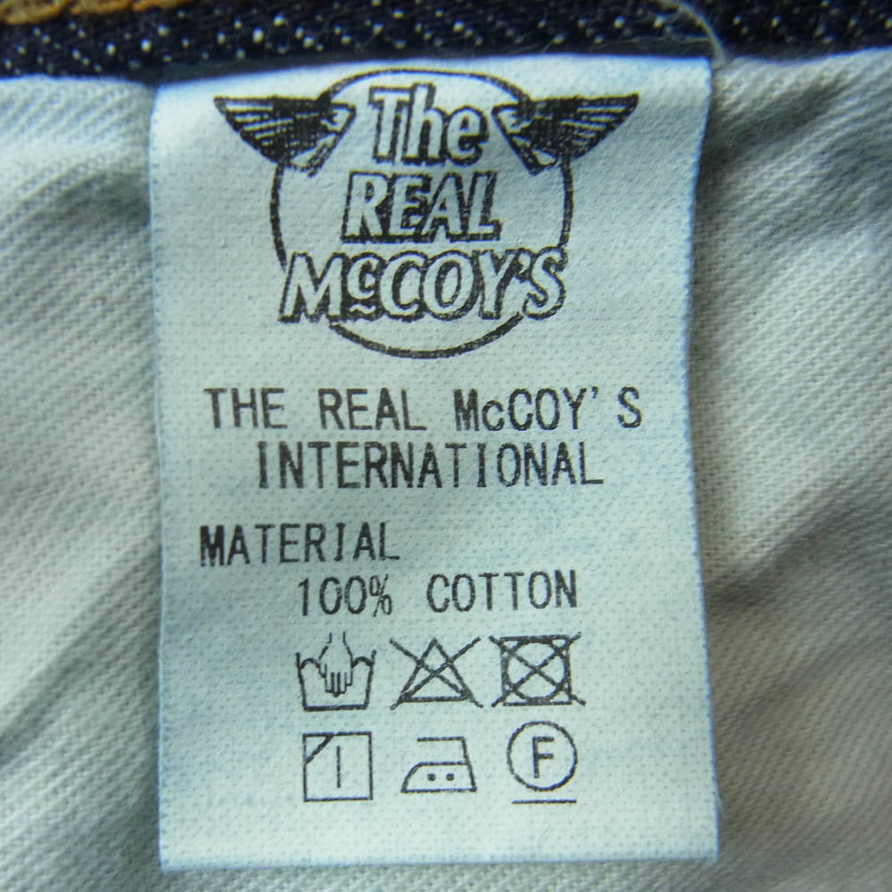 The REAL McCOY'S ザリアルマッコイズ MP17051 Lot. 001XX ホースハイド革パッチ デニム パンツ インディゴブルー系 W32 L36【美品】【中古】