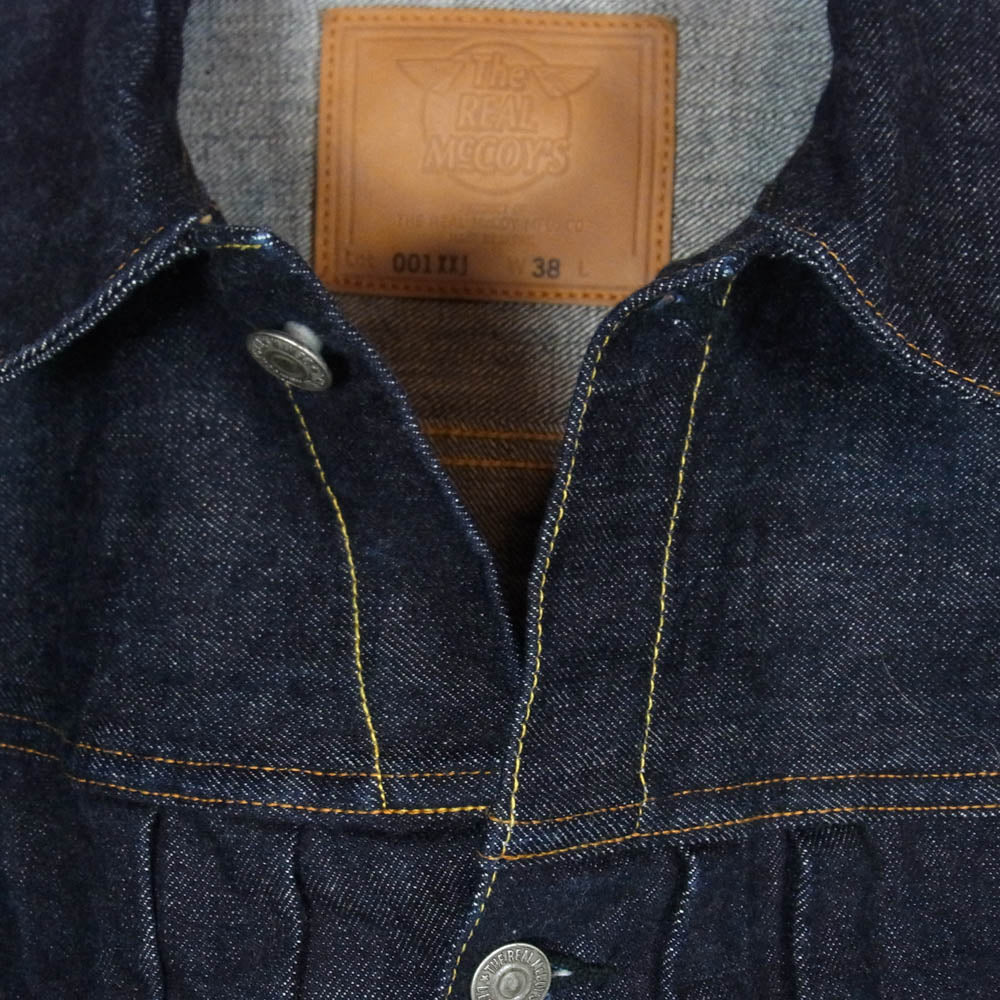 The REAL McCOY'S ザリアルマッコイズ MJ18030 LOT.001XXJ ホースレザーパッチ 2nd Type デニム ジャケット ホースレザーパッチ インディゴブルー系 38【美品】【中古】