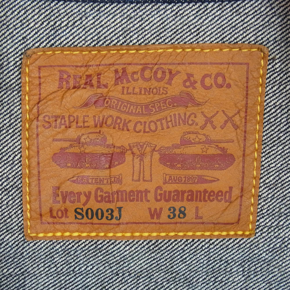 The REAL McCOY'S ザリアルマッコイズ MJ20024 Lot.S003J 大戦モデル デニム ジャケット インディゴブルー系 38【美品】【中古】