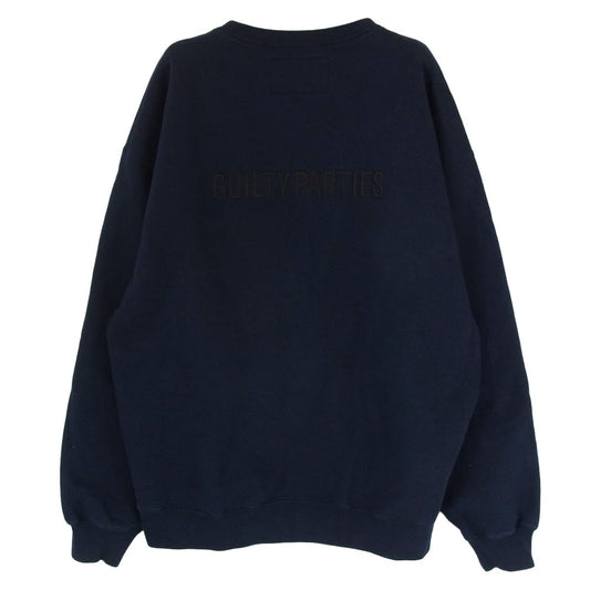 WACKO MARIA ワコマリア HEAVY WEIGHT ヘビー ウェイト フロント バック ロゴ 刺繍 スウェット トレーナー ネイビー系 XL【中古】