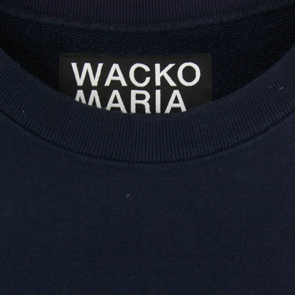 WACKO MARIA ワコマリア HEAVY WEIGHT ヘビー ウェイト フロント バック ロゴ 刺繍 スウェット トレーナー ネイビー系 XL【中古】