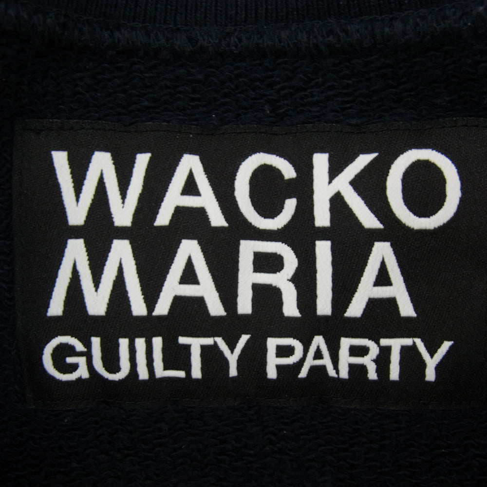 WACKO MARIA ワコマリア HEAVY WEIGHT ヘビー ウェイト フロント バック ロゴ 刺繍 スウェット トレーナー ネイビー系 XL【中古】