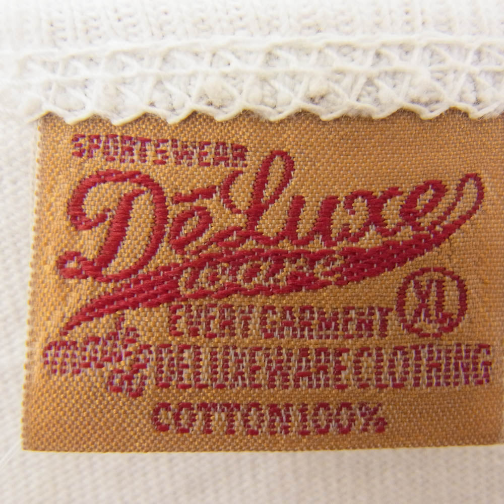 DELUXE デラックス コットン 丸首 クルーネック ショートスリーブ 半袖 Tシャツ ホワイト系 XL【中古】
