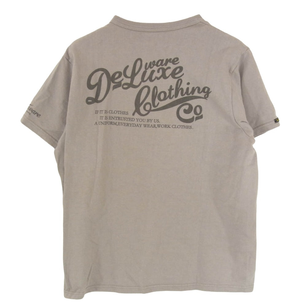 DELUXE デラックス コットン クルーネック 丸首 ショートスリーブ 半袖 Tシャツ グレー系 L【中古】