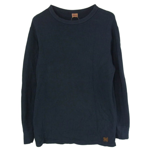 DELUXE デラックス THERMAL PLAIN ミリタリー サーマル 長袖 Tシャツ カットソー ネイビー系 XL【中古】