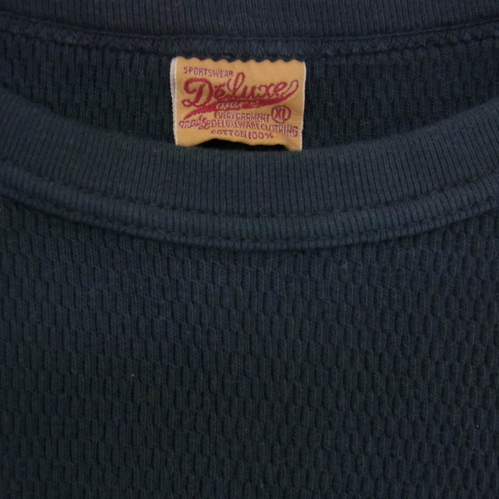DELUXE デラックス THERMAL PLAIN ミリタリー サーマル 長袖 Tシャツ カットソー ネイビー系 XL【中古】