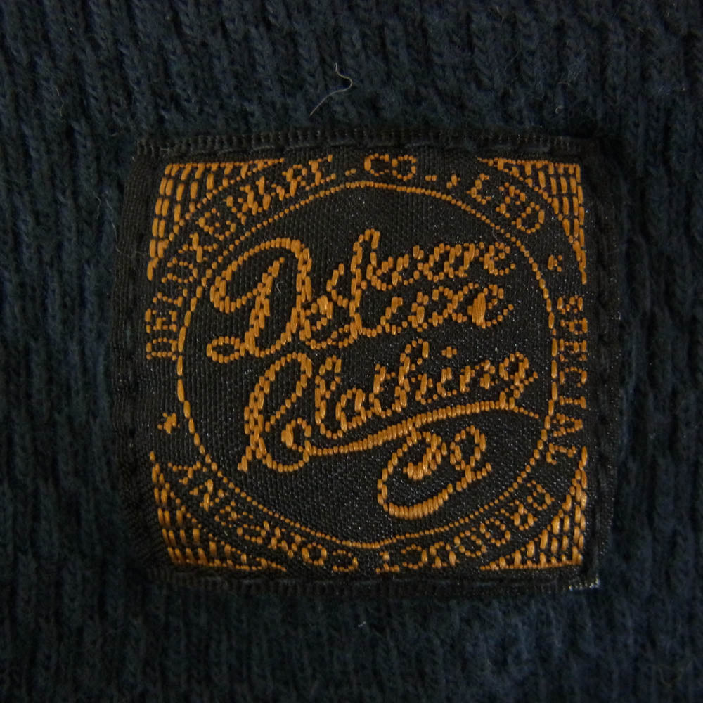 DELUXE デラックス THERMAL PLAIN ミリタリー サーマル 長袖 Tシャツ カットソー ネイビー系 XL【中古】