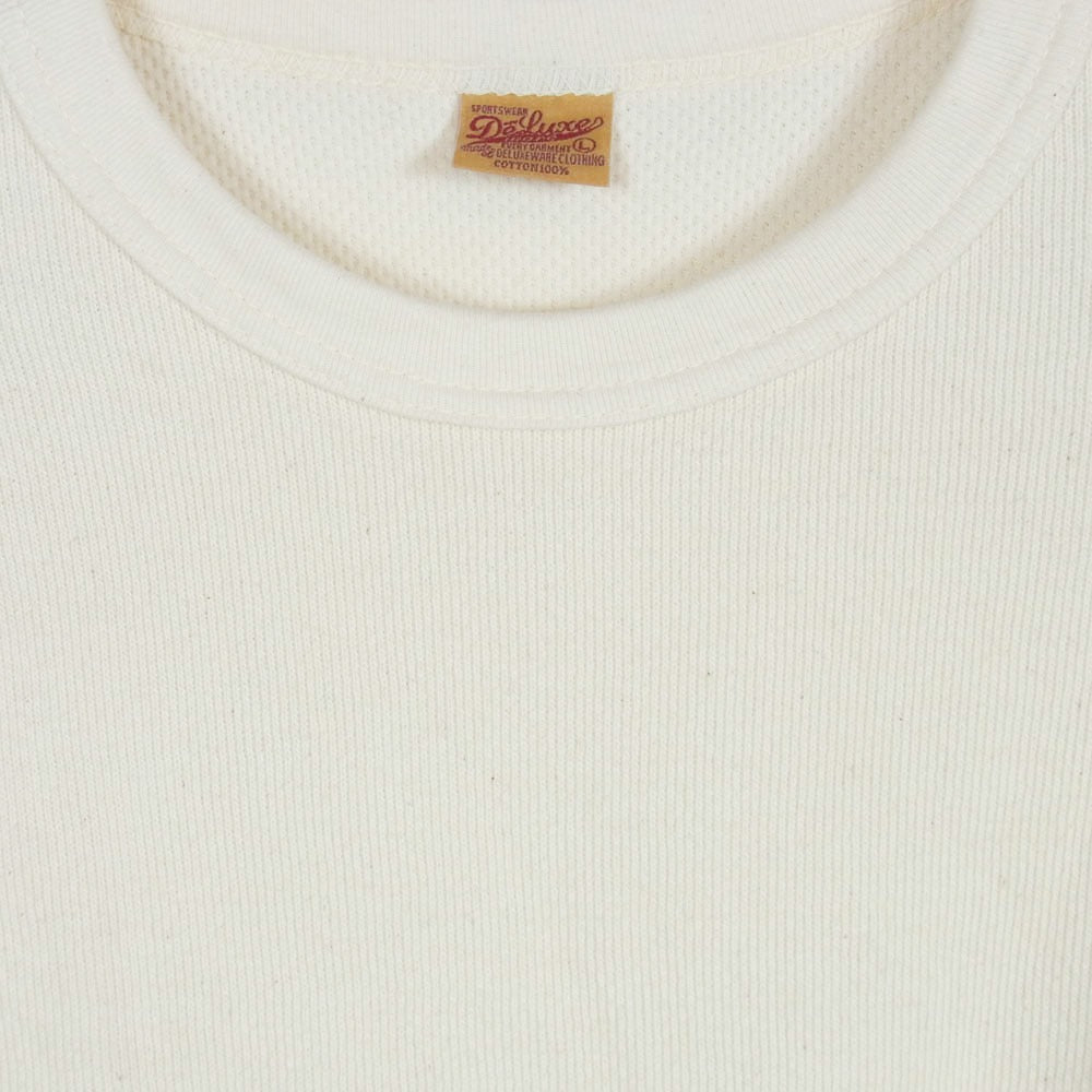 DELUXE デラックス THERMAL PLAIN ミリタリー サーマル 長袖 Tシャツ ホワイト オフホワイト系 L【中古】