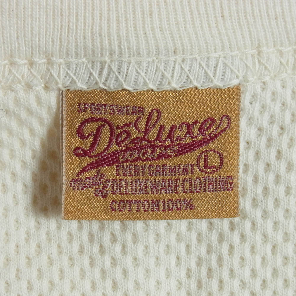 DELUXE デラックス THERMAL PLAIN ミリタリー サーマル 長袖 Tシャツ ホワイト オフホワイト系 L【中古】