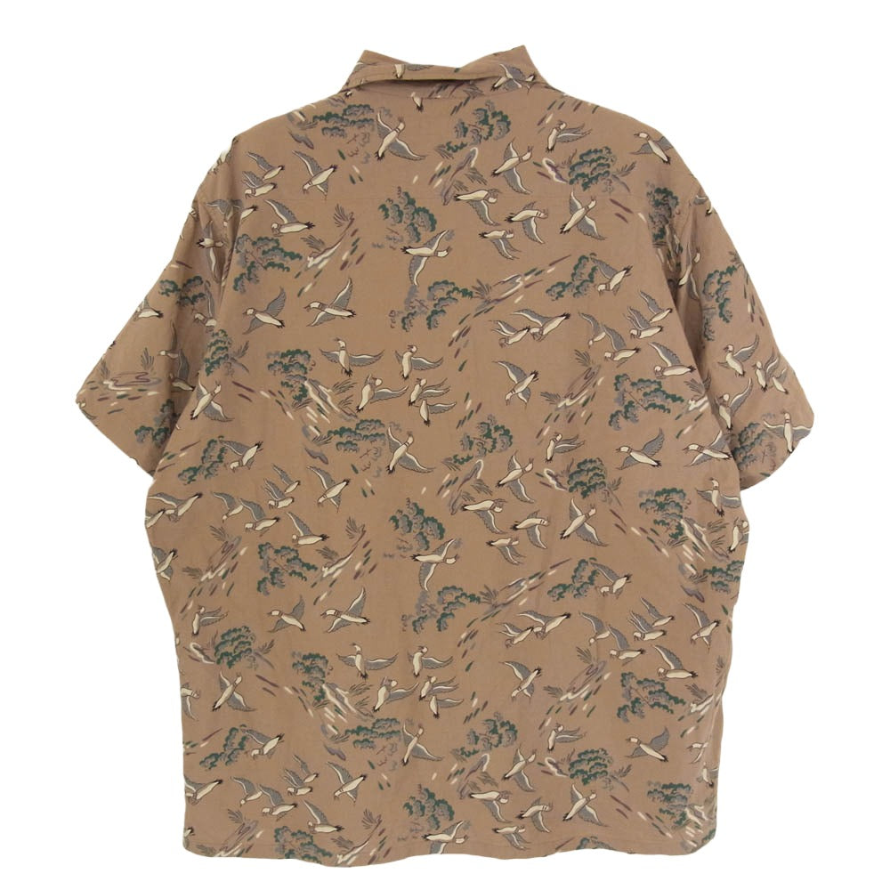 DELUXE デラックス 総柄 コットン 半袖 アロハ シャツ ブラウン系 M【中古】