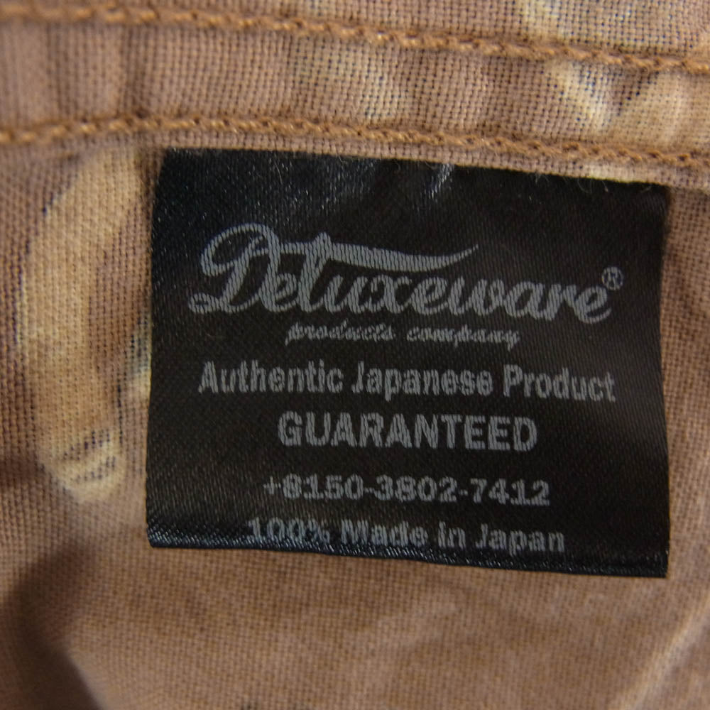 DELUXE デラックス 総柄 コットン 半袖 アロハ シャツ ブラウン系 M【中古】