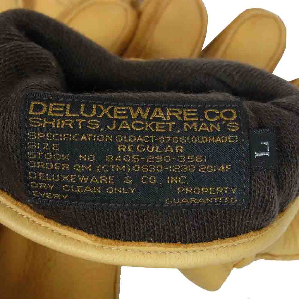 DELUXE デラックス DEER LEATHER GLOVE レザー 手袋 グローブ ベージュ系 L【中古】