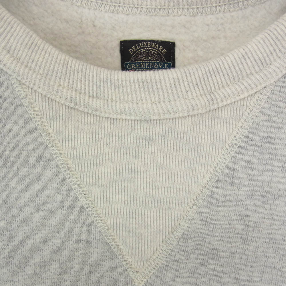 DELUXE デラックス 前V コットン クルーネック トレーナー スウェット グレー系 L【中古】
