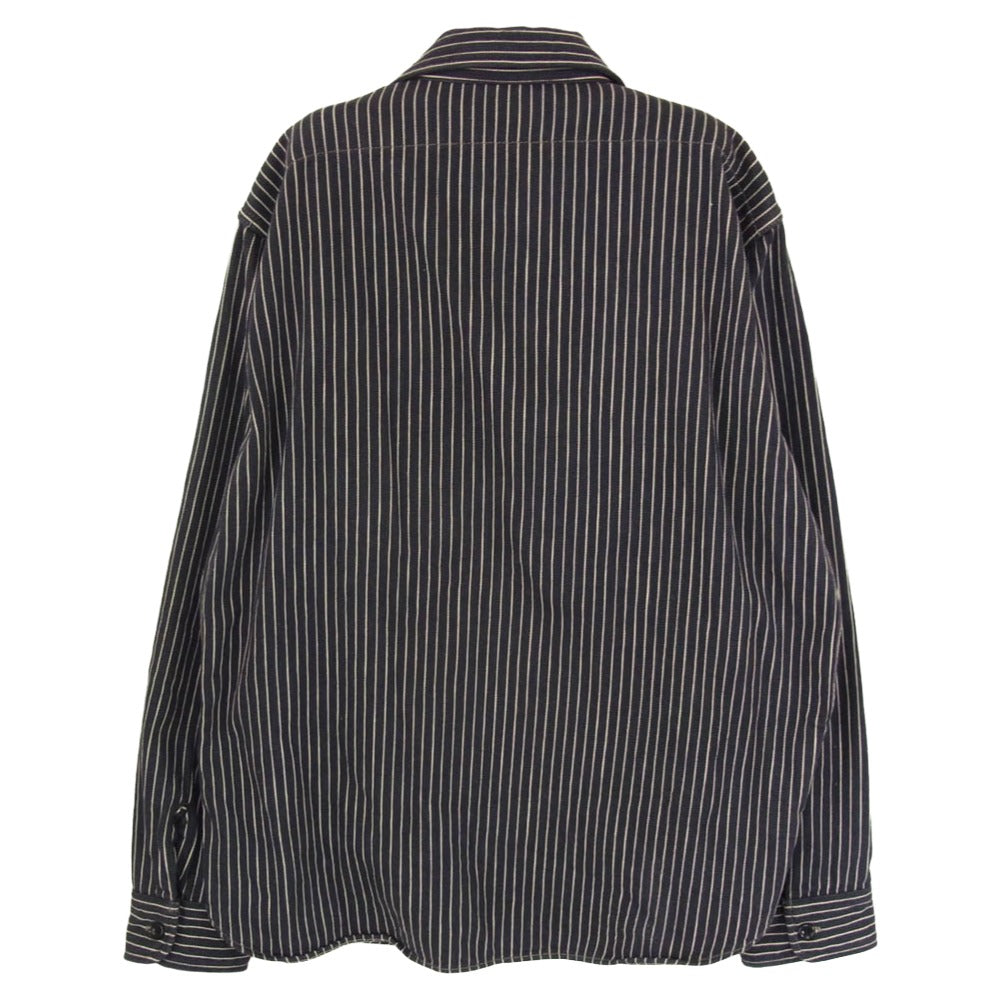 DELUXE デラックス ヒッコリー ストライプ 長袖 シャツ ブラック系 XL【中古】